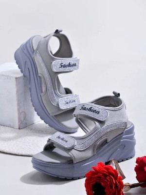 Ayug Women Wedges(Grey , 7)