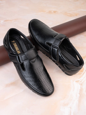 SNEAKLAB Men Sandals(Black , 10)