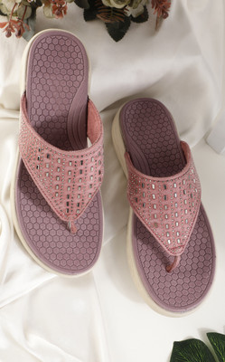 Koburg Blossom Casual Women's Sandals | EVA Sole | Comfortable & Lightweight KS-501 Women Flats(Purple , 6)