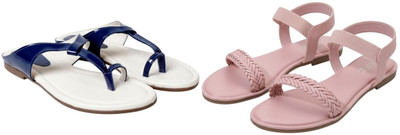 Kuhu Creations Women Flats(Blue, Pink , 8)
