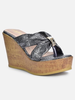 VALIOSAA Women Wedges(Grey , 5)