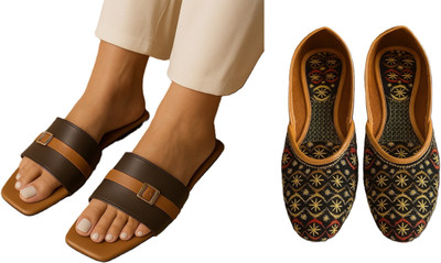 Dualstep Women Flats(Brown, Black , 7)