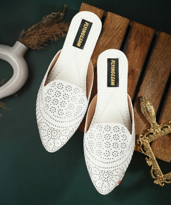 FLYING&SAM Women Flats(White , 5)