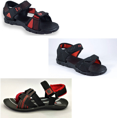 Classica Men Sandals(Red, Black , 8)