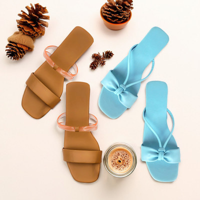 SAYERA Women Flats(Brown, Blue , 8)