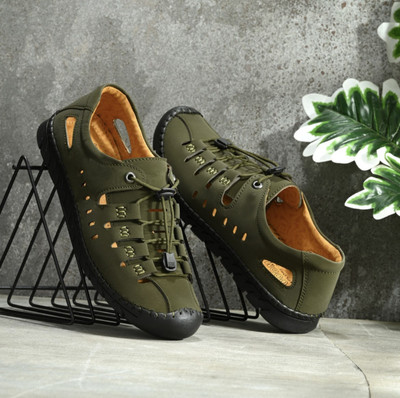 FREEMO Men Sandals(Green , 9)