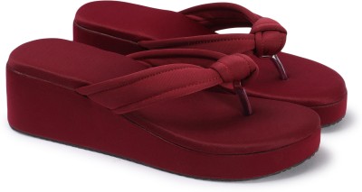 STEPIZIA Women Wedges(Maroon , 5)