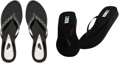 Komfy Women Heels(Black, Black , 4)