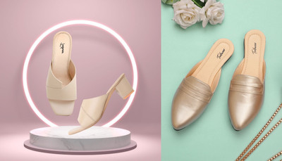 Todhwear Women Heels(Beige, Gold , 5)