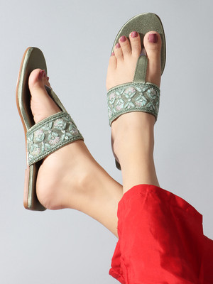 ANOUK Women Flats(Olive , 5)