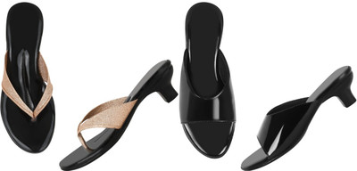 Komfy Women Heels(Black, Brown , 3)