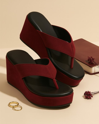 GG360 Women Wedges(Maroon , 8)