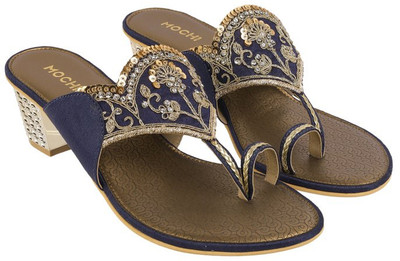 MOCHI Women Heels(Blue, Brown , 4)