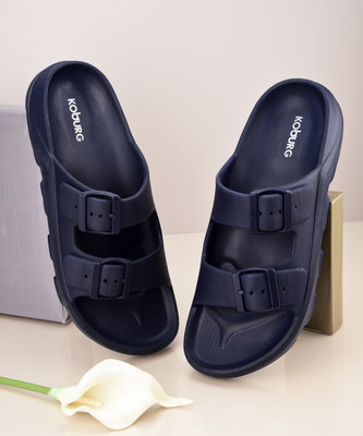 Koburg Air Men Sandal|Lightweight|Comfortable|Antiskid|Extra Soft Slide|EVA Sole KS-254 Men Sandals(Navy, Blue , 9)