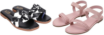 Kuhu Creations Women Flats(Pink, Green , 4)