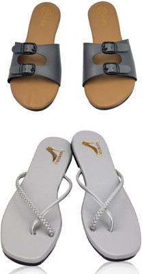 patriarchy Women Flats(Grey , 8)