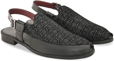 House of Pataudi Men Flats(Black , 9)