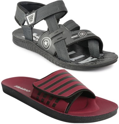 Aedee Men Sports Sandals(Grey, Maroon , 8)