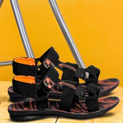 KANEGGYE Men Sandals(Orange, Black , 8)