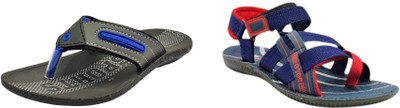 Classica Men Sandals(Black, Blue, Red , 7)