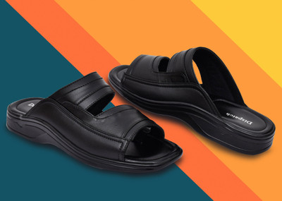 Dispatch Leather Slipper |Men Sandel For Men|Ethnic Sandals |Comfortable Men Casual(Black , 6)