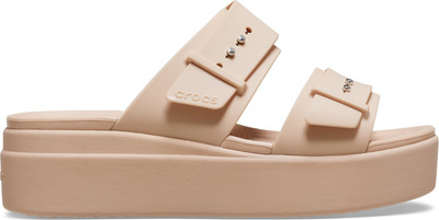 CROCS Brooklyn Buckle Low Wedge Women Wedges(Pink , 4)