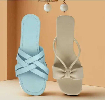 Rasheswari wardrobe Women Flats(Blue, Beige , 5)