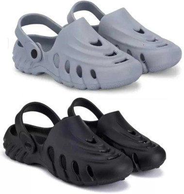 house of common Men Clogs(Grey, Black , 7)