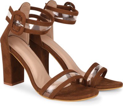 THE HEELS WALK Women Heels(Brown , 9)