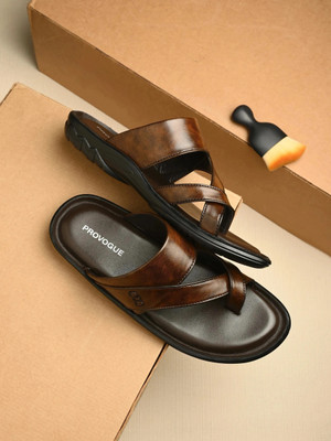 PROVOGUE Slippers | Stylish Comfortable Chappal | Daily Casual And Ethnic Wear Sandals | Men Sandals(Brown , 10)