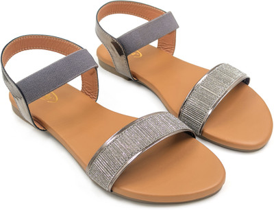 ZaHu Women Flats(Grey, Tan , 5)