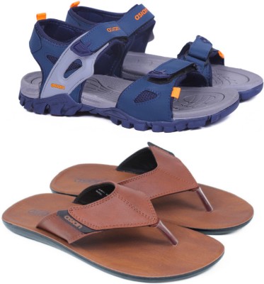 asian Men Sandals(Navy, Tan , 6)