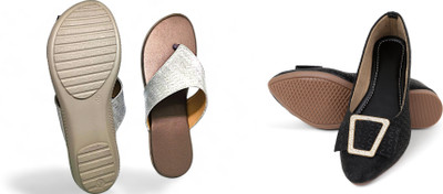 PMS Women Wedges(Black, Grey , 7)