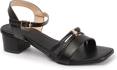 Picktoes PT-S381 Lightweight Comfort Summer Trendy Premium Stylish Party disigin Women Heels(Black , 4)