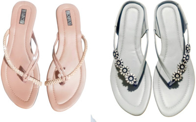Nicesteps Women Flats(Grey, Pink , 6)