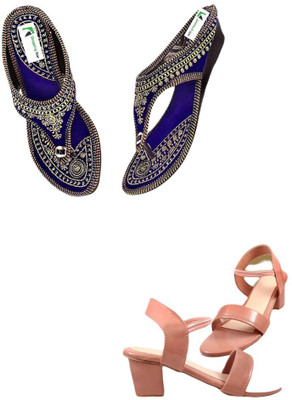 Goraiya Women Flats(Blue, Pink , 8)