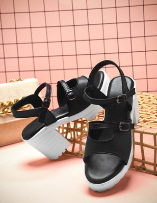Awonshu Women Wedges(Black , 4)
