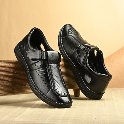 AMICO Men Sandals(Black , 10)