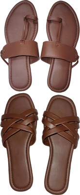 XiZUii Women Flats(Brown, Brown , 9)