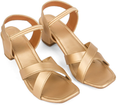 MICCASO Women Heels(Gold , 8)