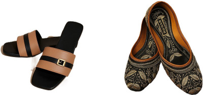 Dualstep Women Flats(Black, Brown, Black , 7)