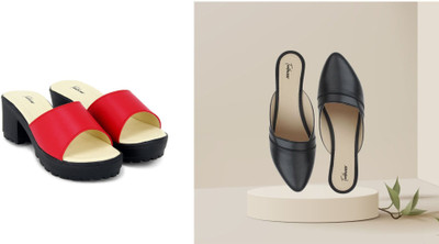 Todhwear Women Heels(Black, Red , 8)