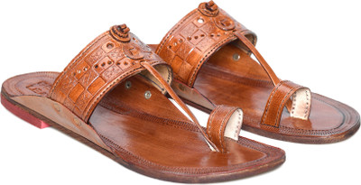Stepsoft Genuine Leather Kolhapuri Traditional Handmade Footwear Men Sandals(Brown , 6)