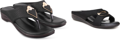 hunyza footwear Women Flats(Black, Black , 7)