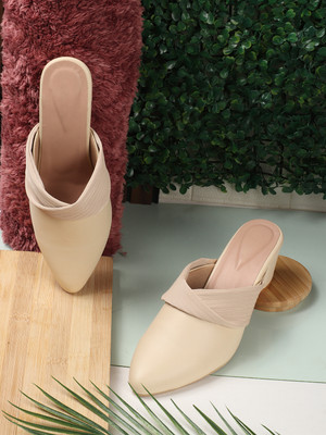SNEAKERSVILLA Women Heels(Off White , 7)