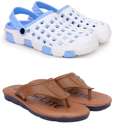 Pampy Angel Men Clogs(Blue, Brown , 6)