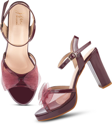 jm looks Women Heels(Maroon , 7)