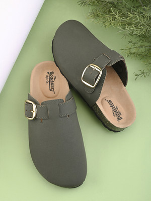 Roadster Classic Mules Flats Women Casual(Olive , 6)