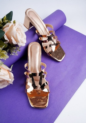 SELFIEE Women Heels(Gold , 8)