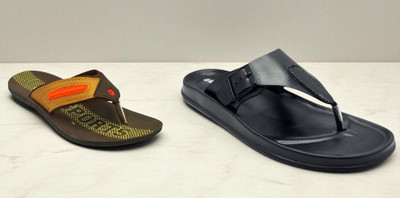 Classica Men Sandals(Black, Brown, Orange , 9)